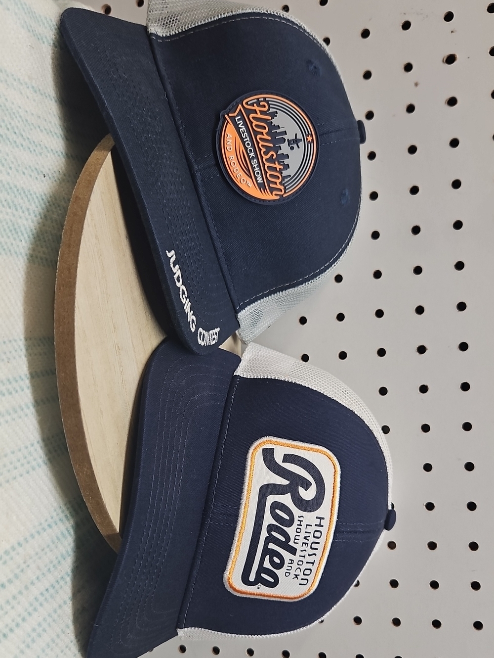 2-Houston Rodeo Trucker Hats – Navy & White Patch Design